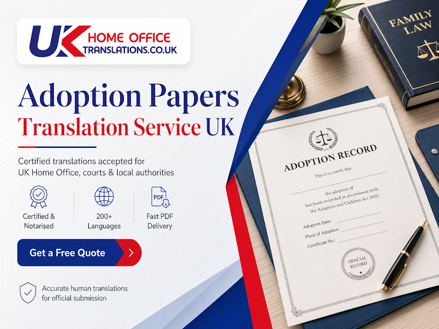 Certified adoption papers translation for UK family courts and the Home Office