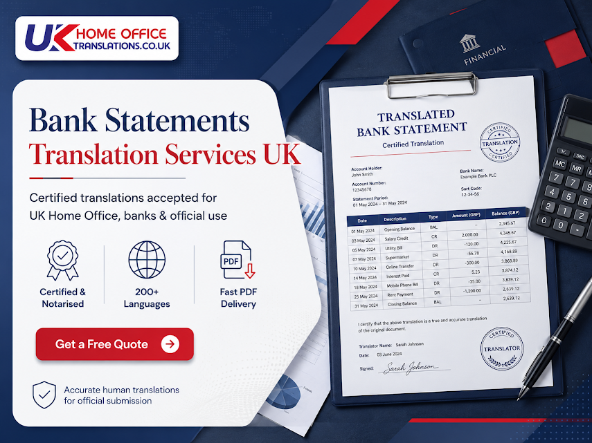 Certified bank statement translation for UKVI and the UK Home Office